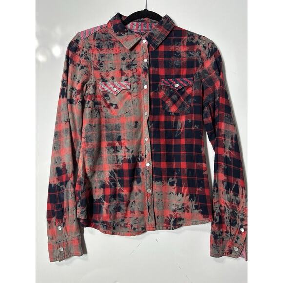 LEE COOPER Button up Pearl Snap Long Sleeve Red Colorful Casual PreppyWomenSmall - Picture 1 of 10